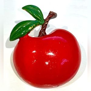 Vintage Red Apple Brooch Pin JEANNE an apple for the teacher!